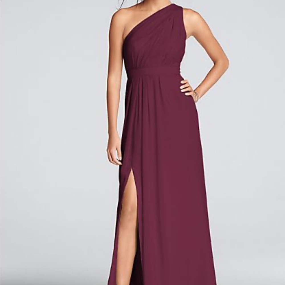 One shoulder maroon formal gown/dress